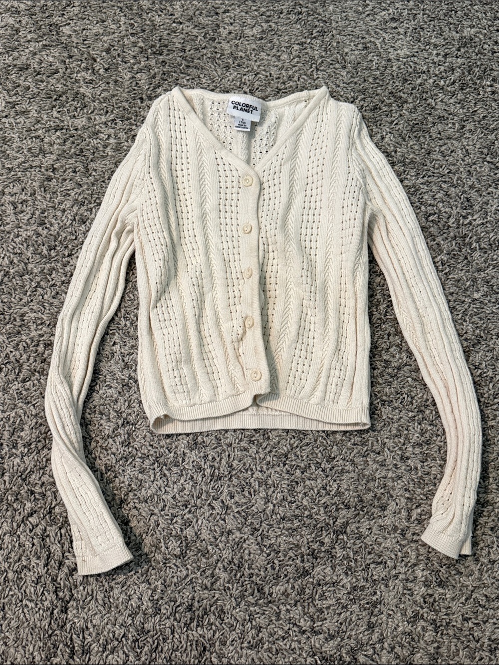 {Colorful Planet} Cream Button-Front Cardigan Sweater